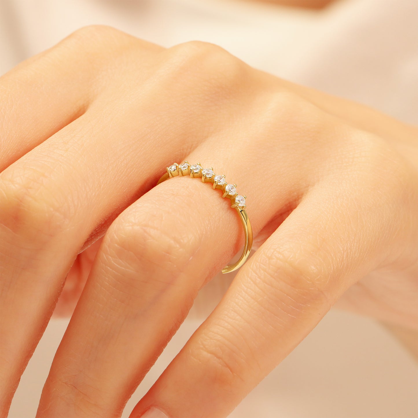 14K Zircon Half Eternity Ring