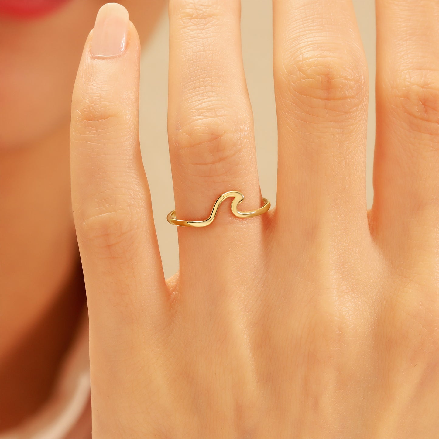 14K Wave Ring in Solid Gold – Ultra-Slim Surf Band