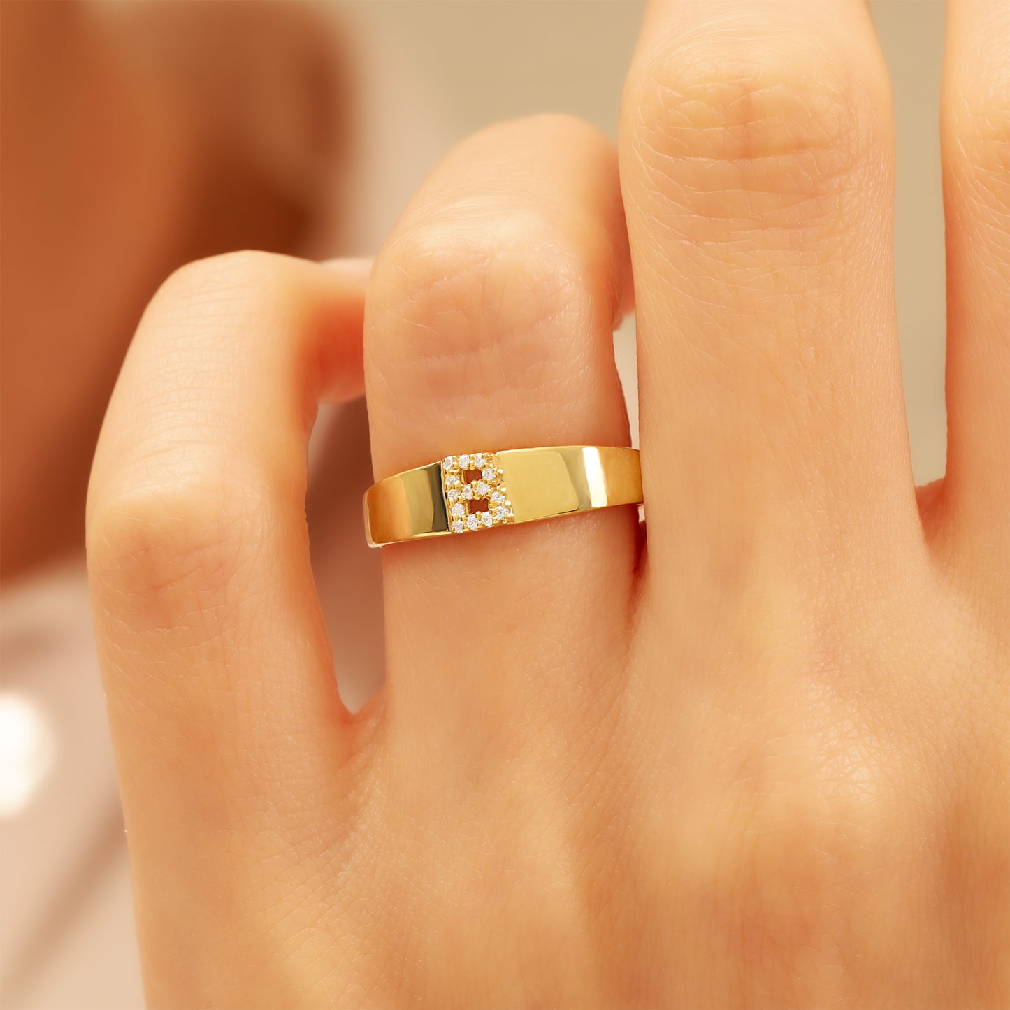 14K Bold Square Letter Signet Ring