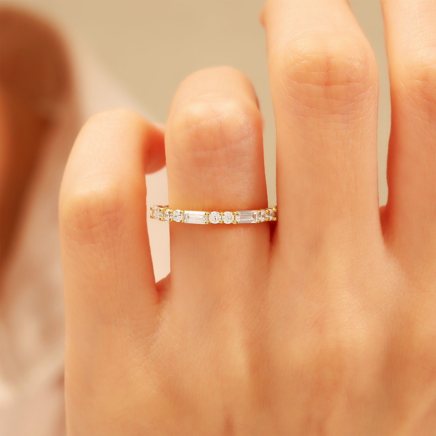 14K Custom Solid Gold Zircon Ring