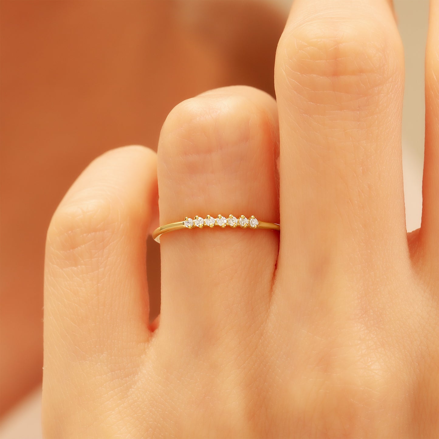 14K Dainty Gold Ring with Zircon