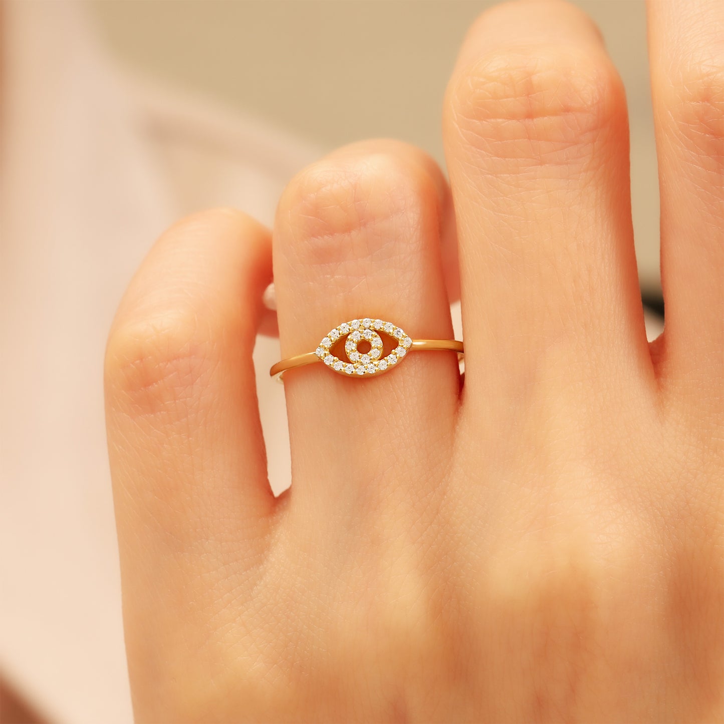 14K Eye Solid Gold Ring