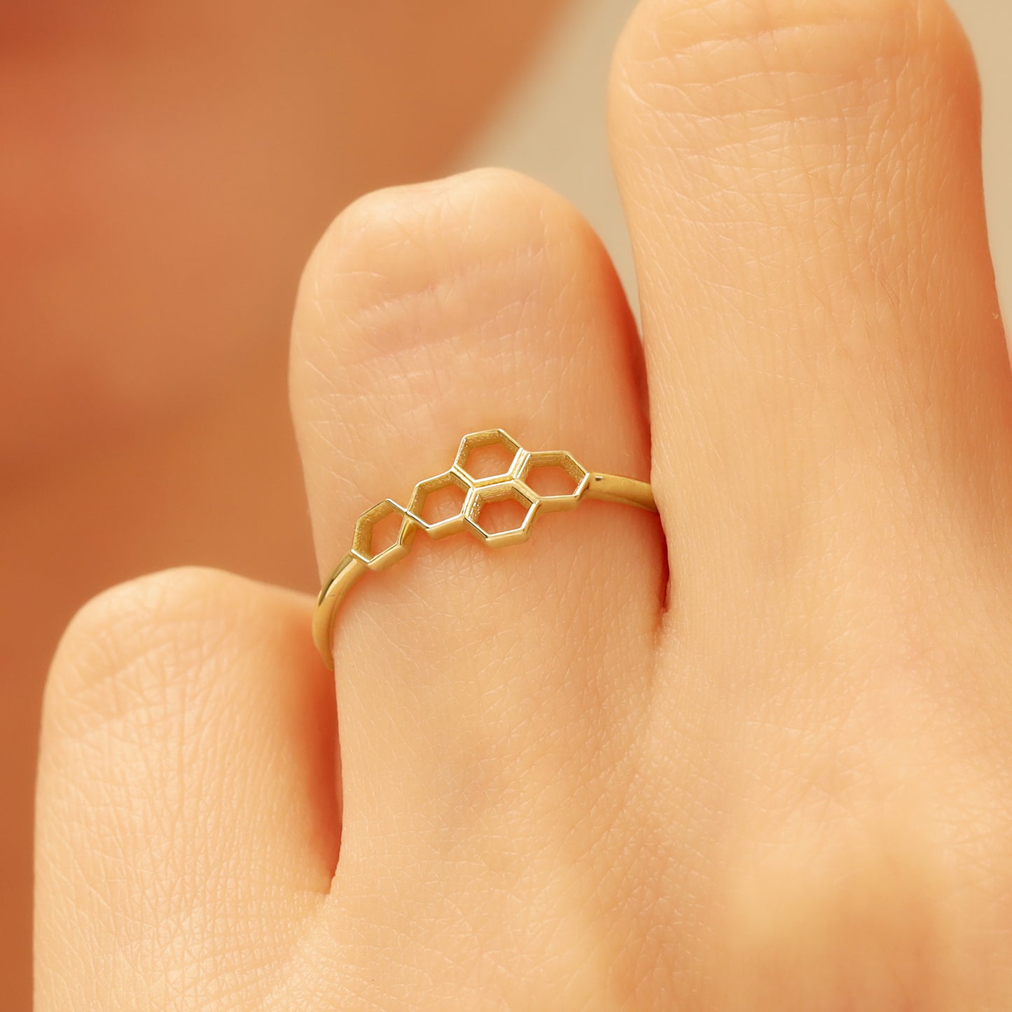 Solid Gold Honeycomb Ring