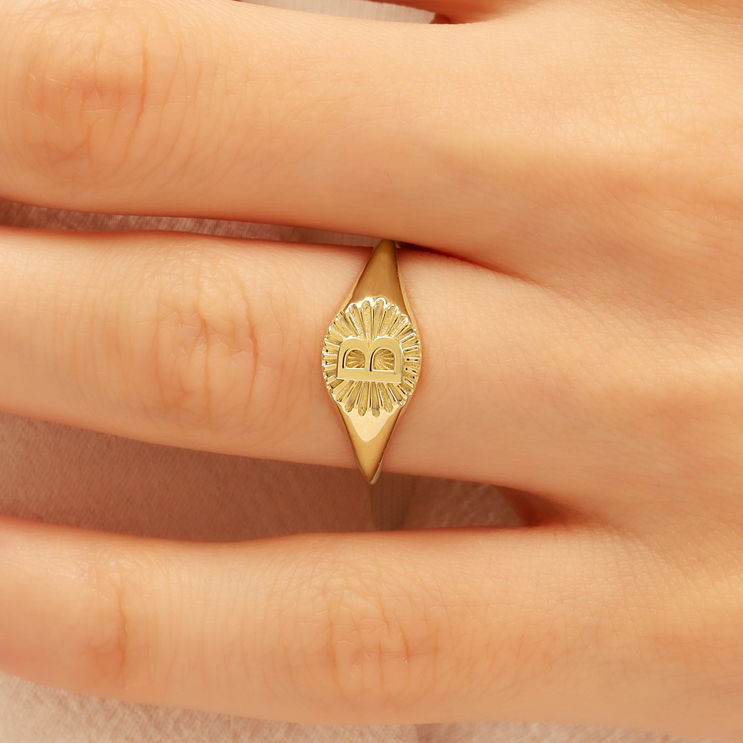 Personalized Gold Signet Ring with Custom Letter