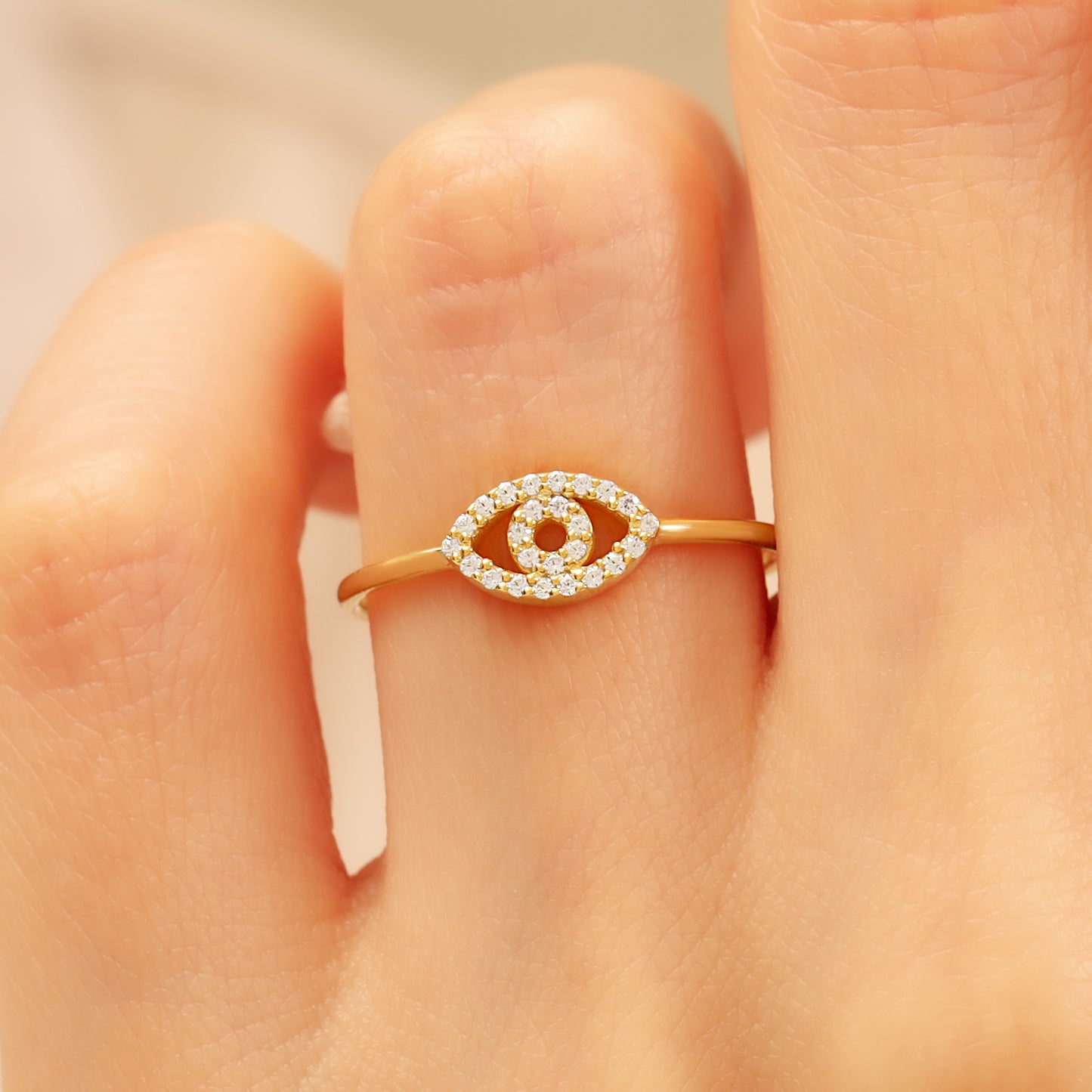 14K Eye Solid Gold Ring