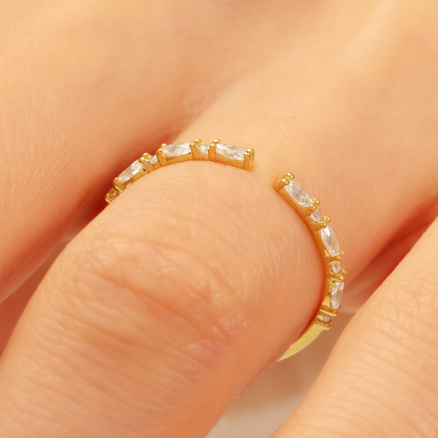 14K Open Gold Ring with Marquise & Baguette