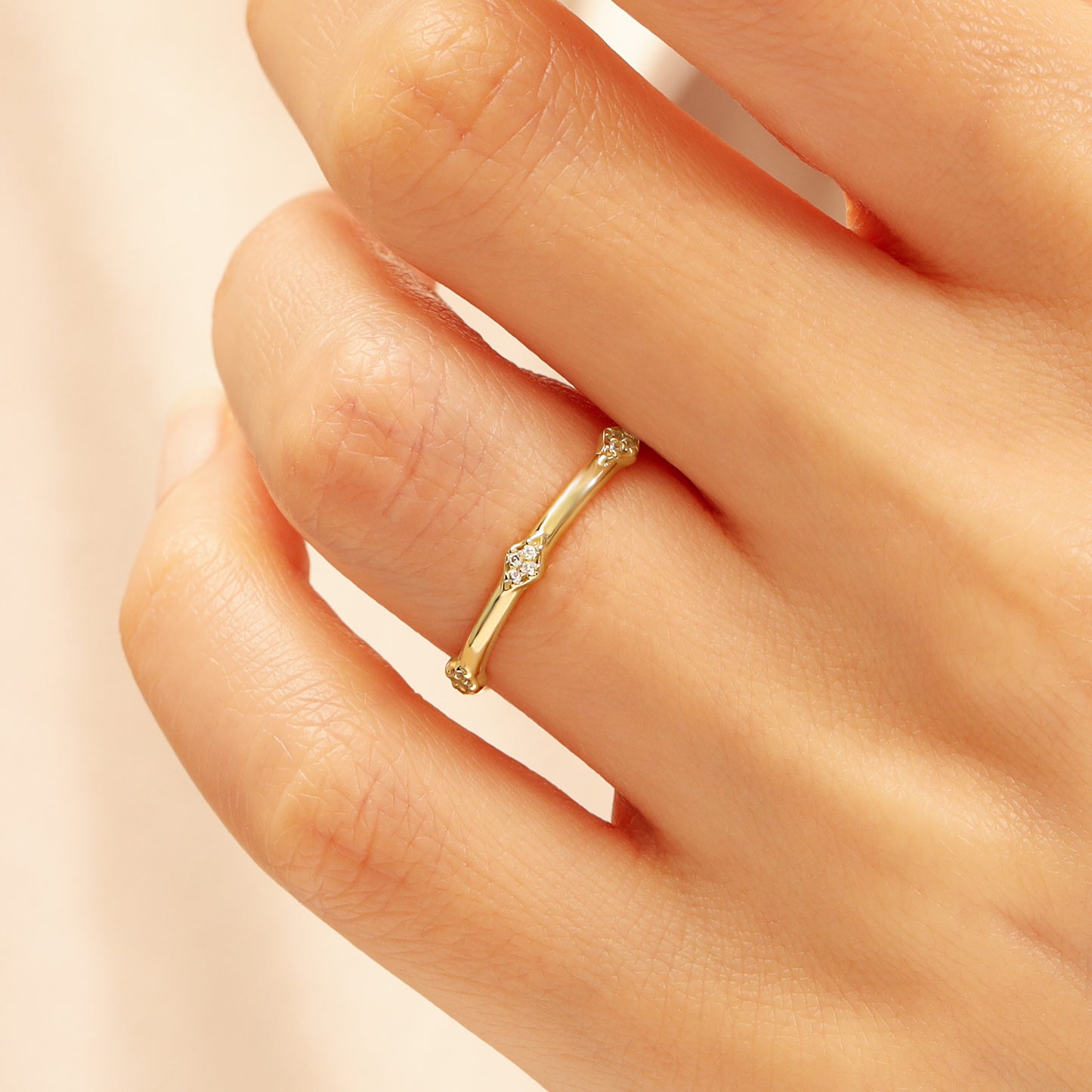 14K Vintage-Inspired Solid Gold Stacking Ring