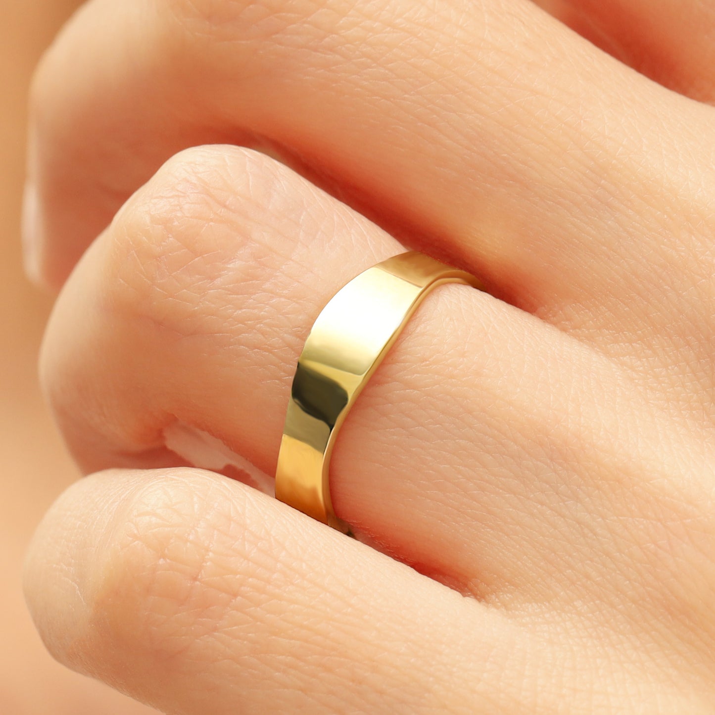 14K Wavy Solid Gold Band Ring