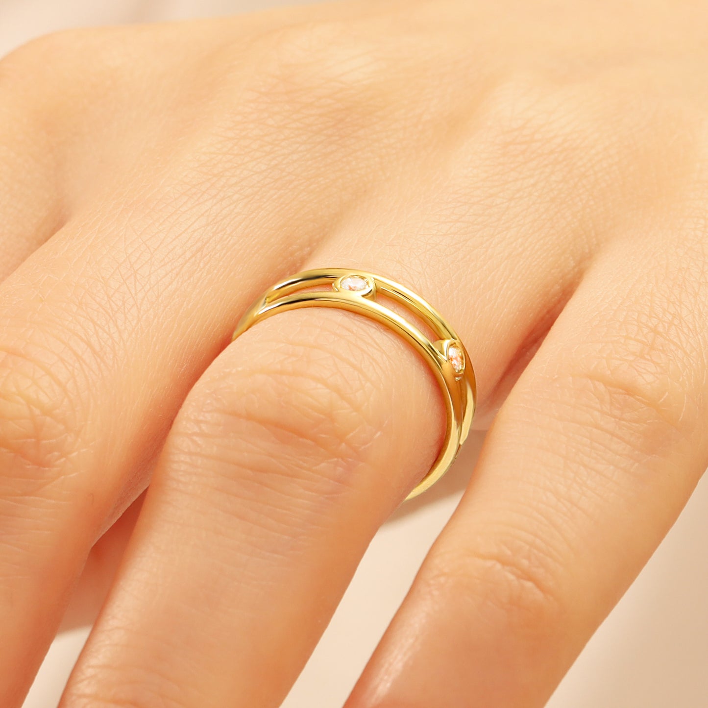 14K Bezel Set Zircon Gold Ring