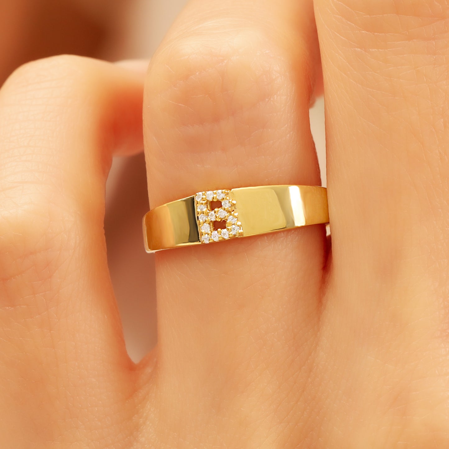 14K Bold Square Letter Signet Ring