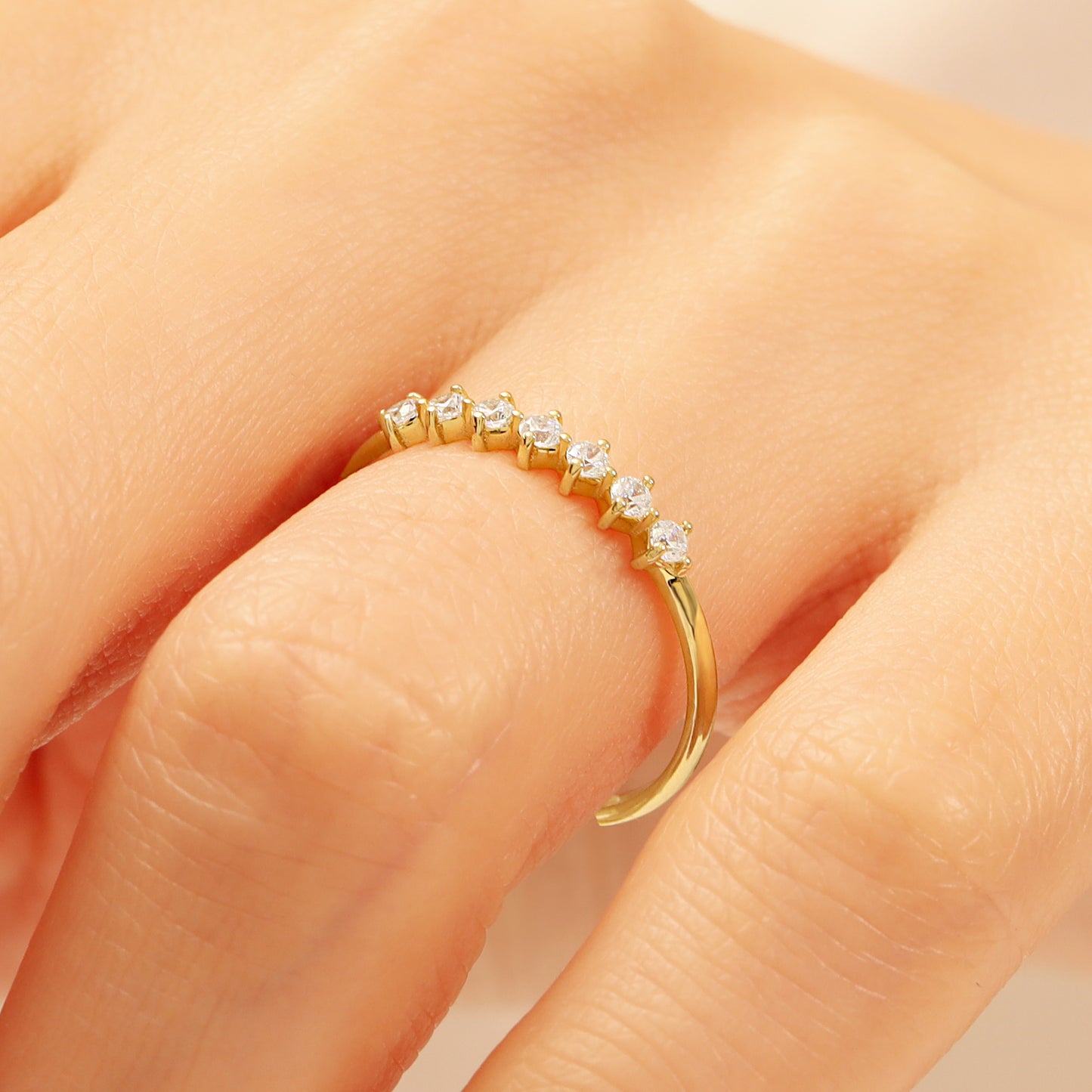 14K Zircon Half Eternity Ring