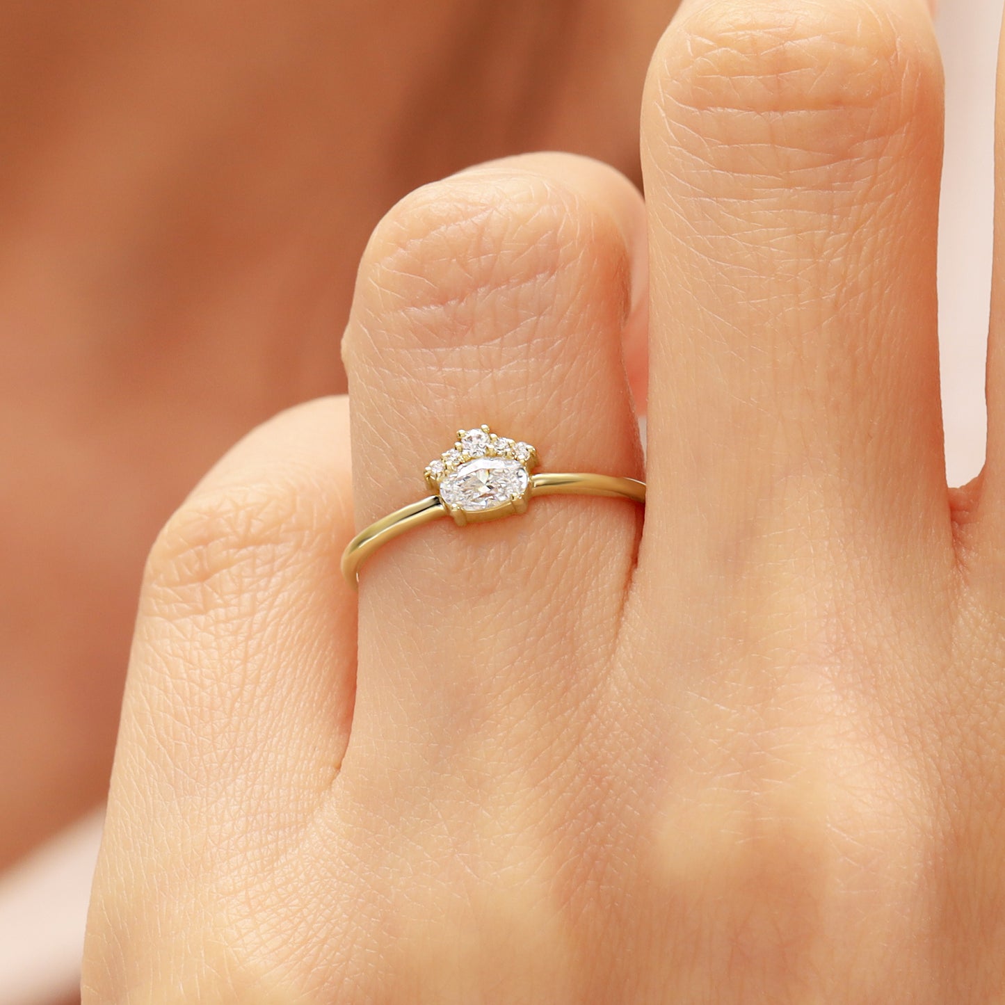 14K Oval Zircon Cluster Ring