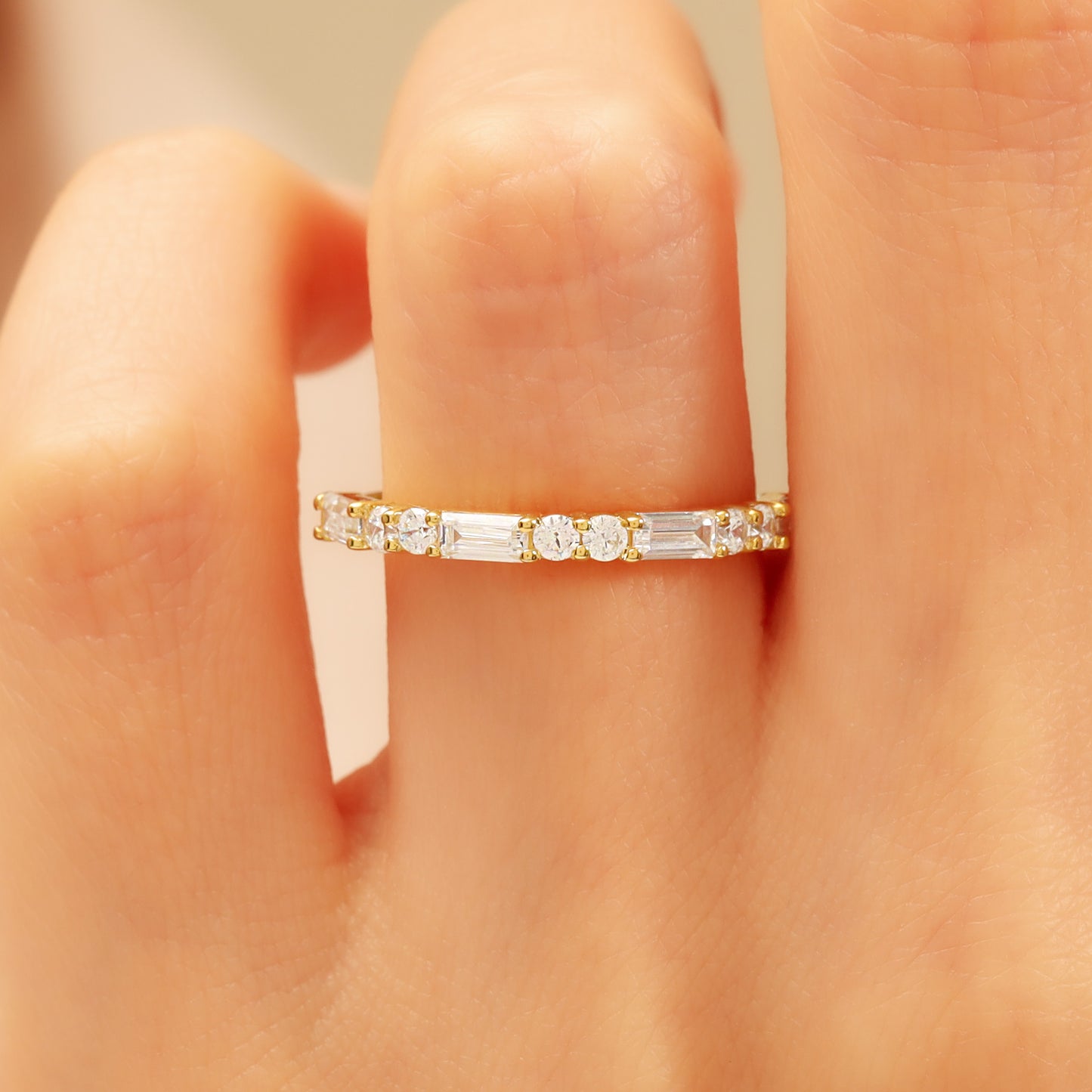 14K Custom Solid Gold Zircon Ring