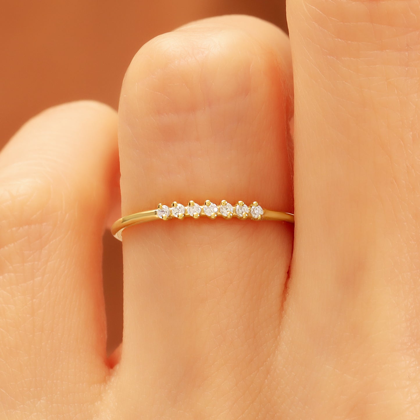 14K Dainty Gold Ring with Zircon