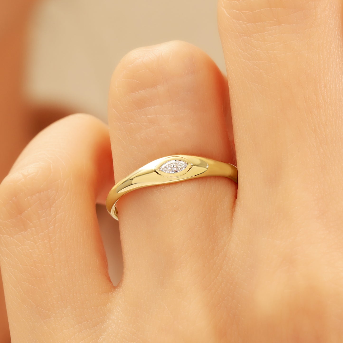 Marquise Zircon Signet Ring