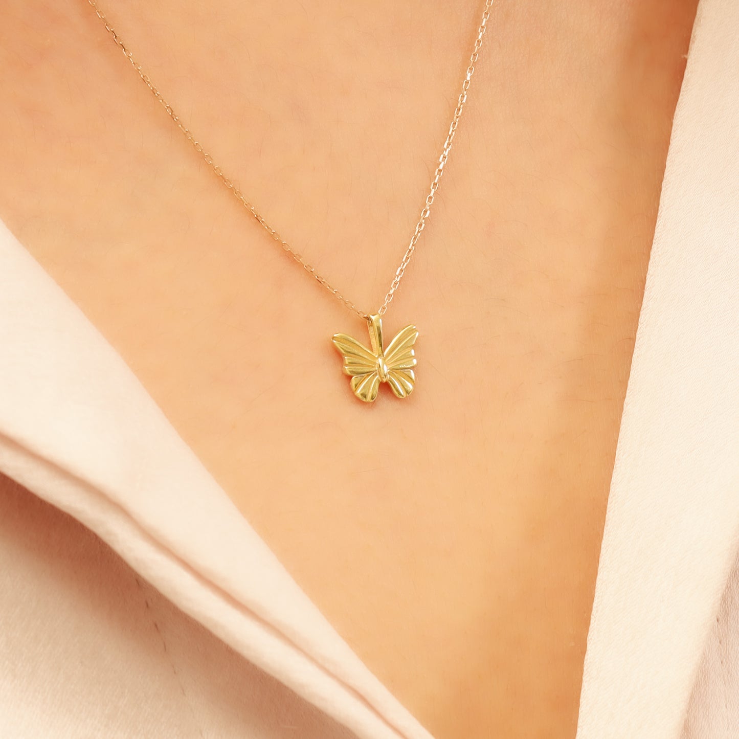 14k Gold Butterfly Necklace – Dainty Solid-Gold Pendant for Everyday Shine