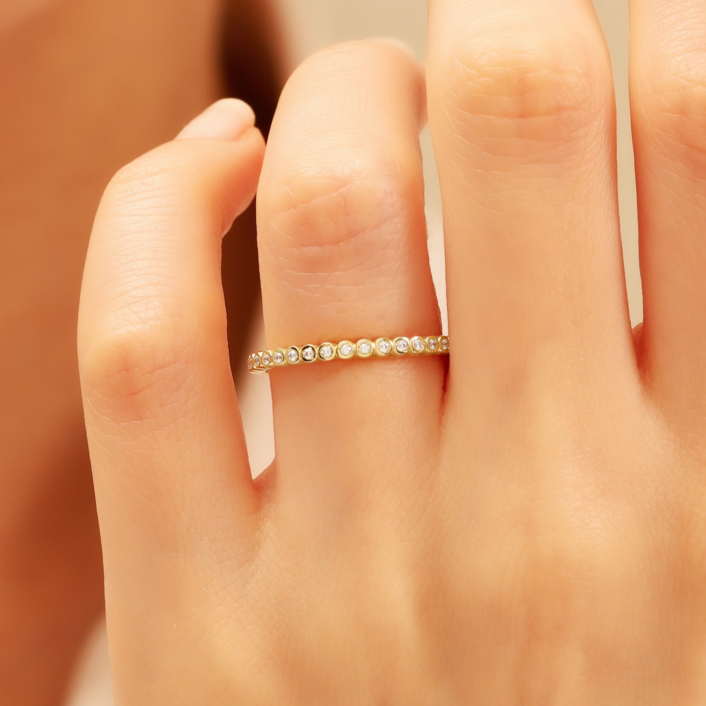 14K Zircon Eternity Band Ring