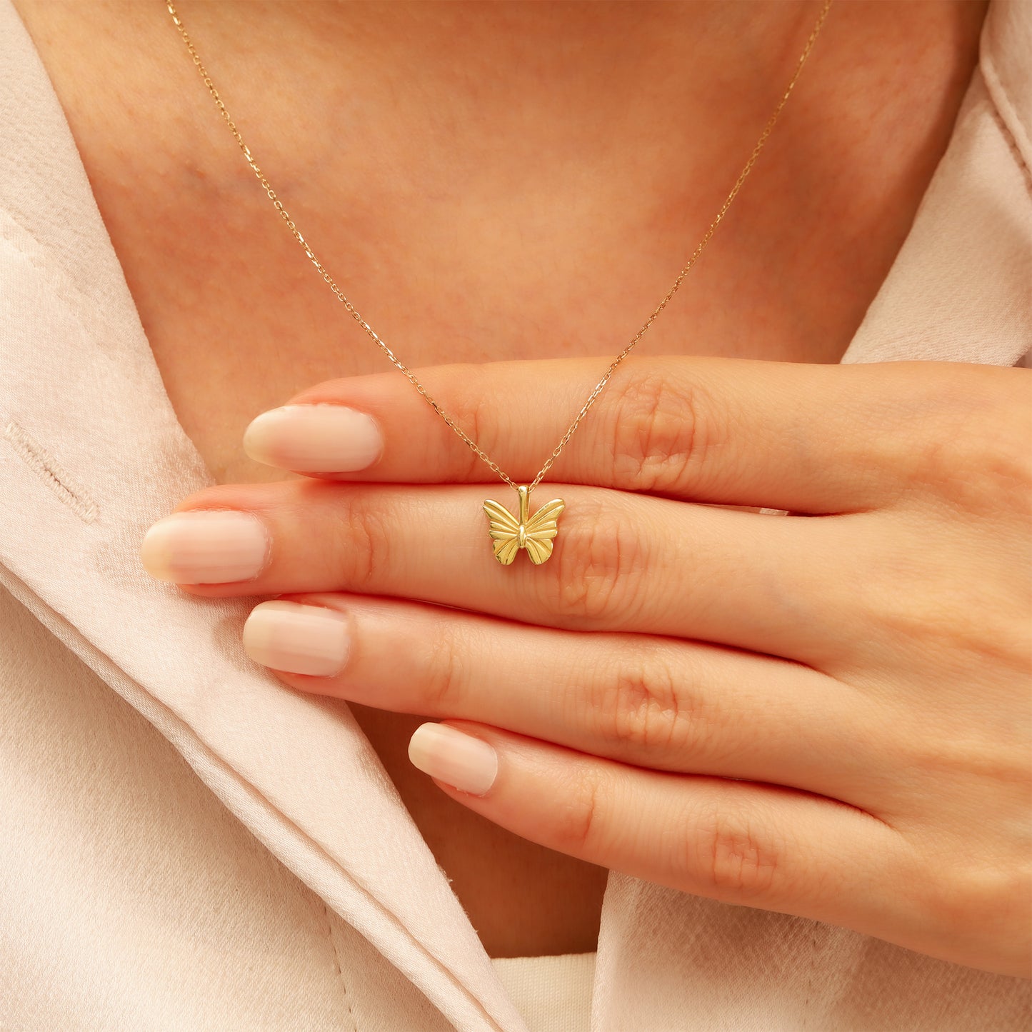 14k Gold Butterfly Necklace – Dainty Solid-Gold Pendant for Everyday Shine