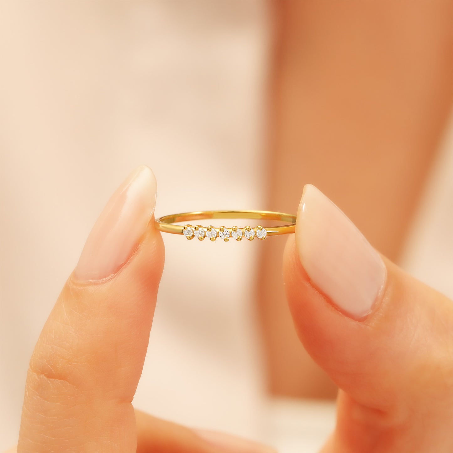 14K Dainty Gold Ring with Zircon