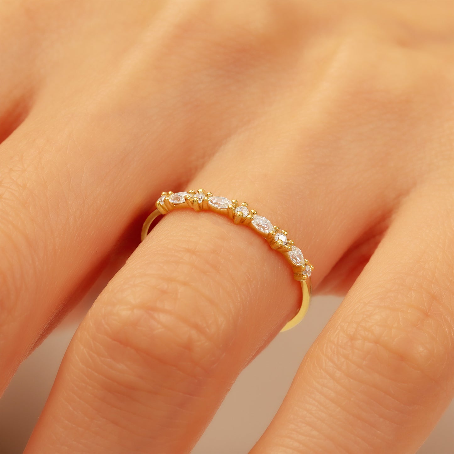 14K Gold Marquise Zircon Ring