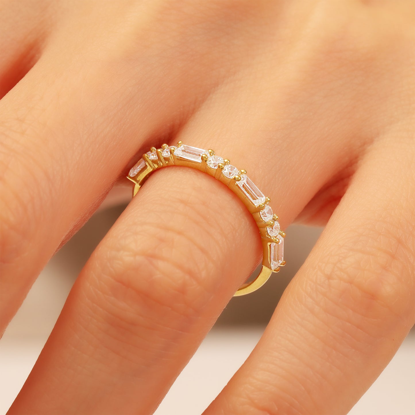 14K Custom Solid Gold Zircon Ring
