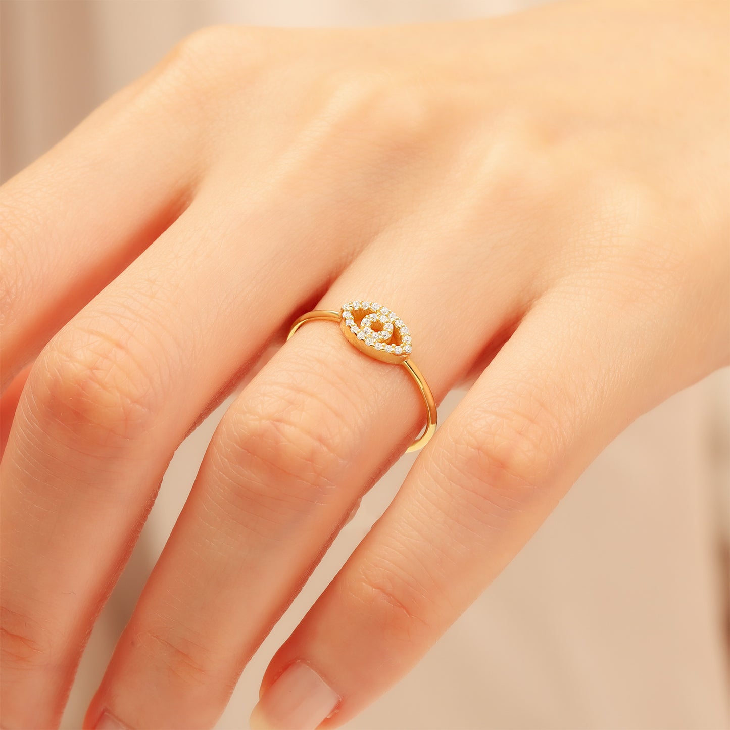 14K Eye Solid Gold Ring