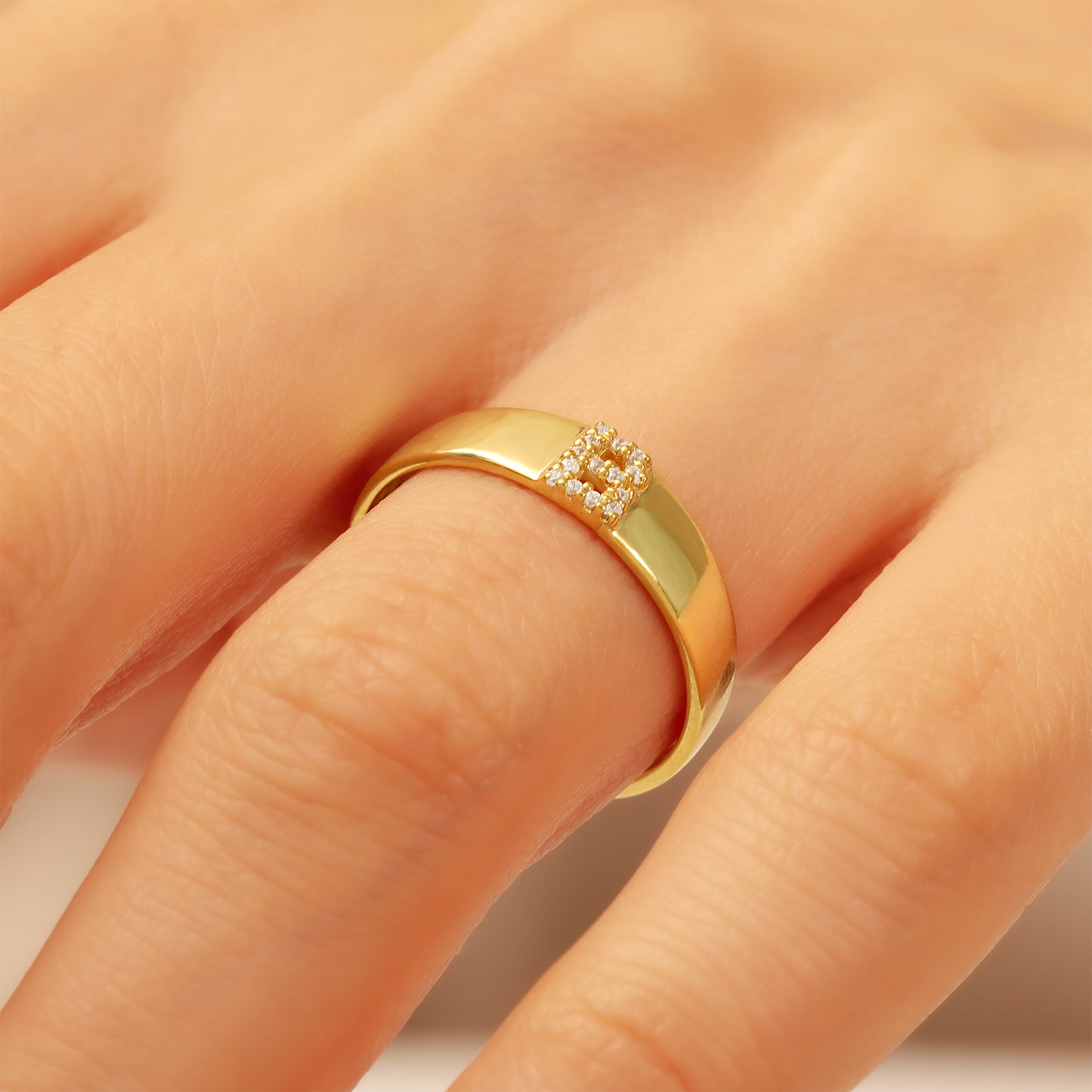 14K Bold Square Letter Signet Ring