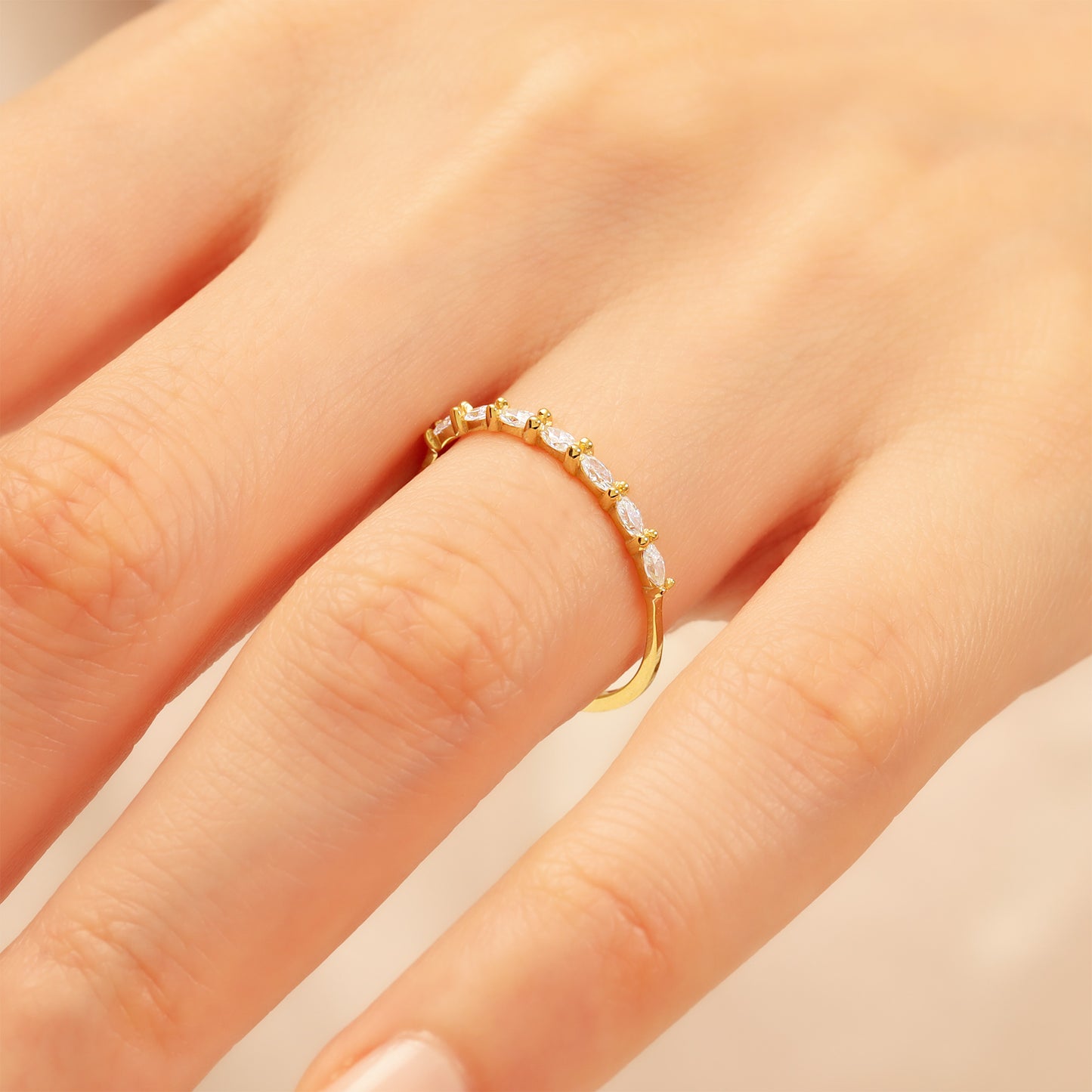 Dainty Marquise Band Ring in 14K