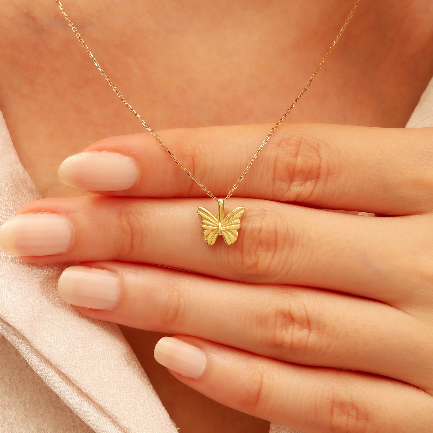 14k Gold Butterfly Necklace – Dainty Solid-Gold Pendant for Everyday Shine