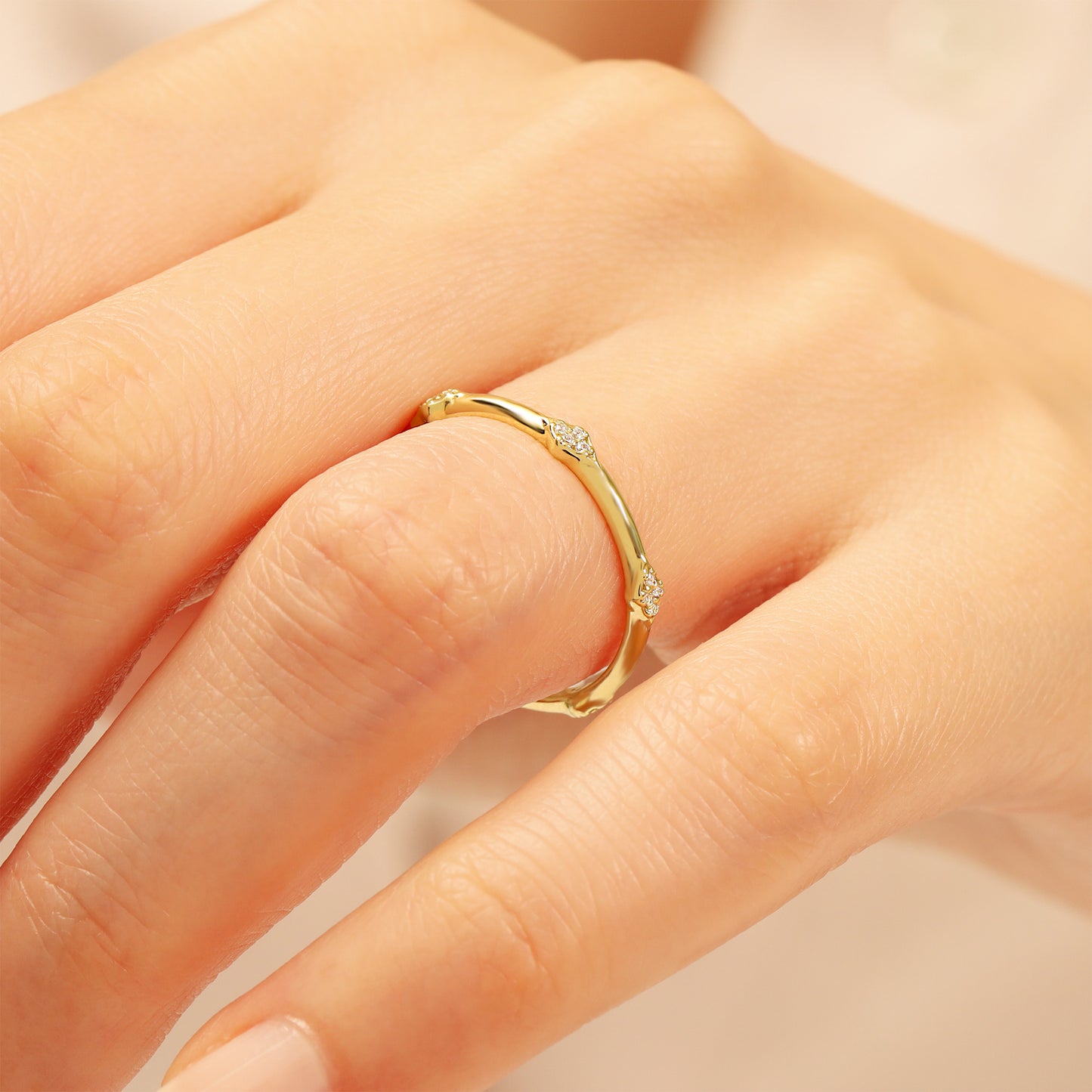 14K Vintage-Inspired Solid Gold Stacking Ring