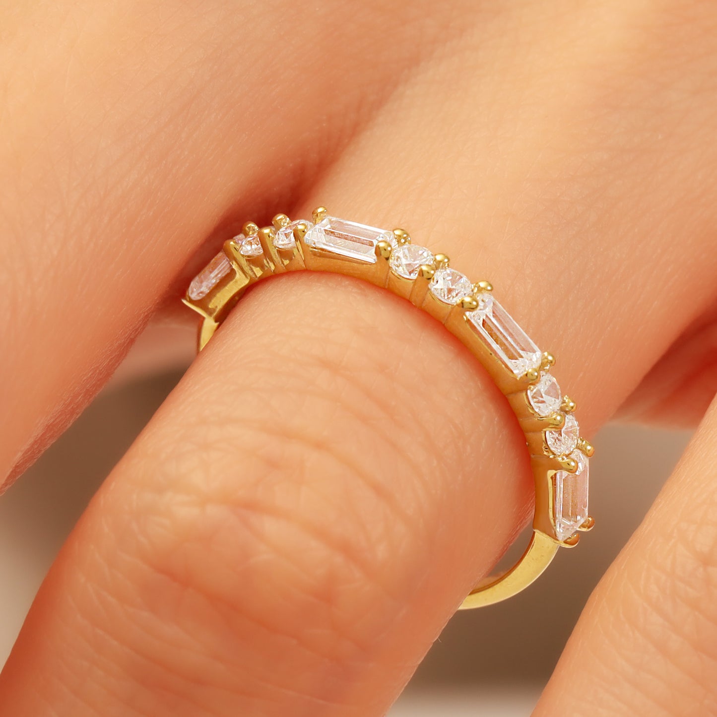 14K Custom Solid Gold Zircon Ring