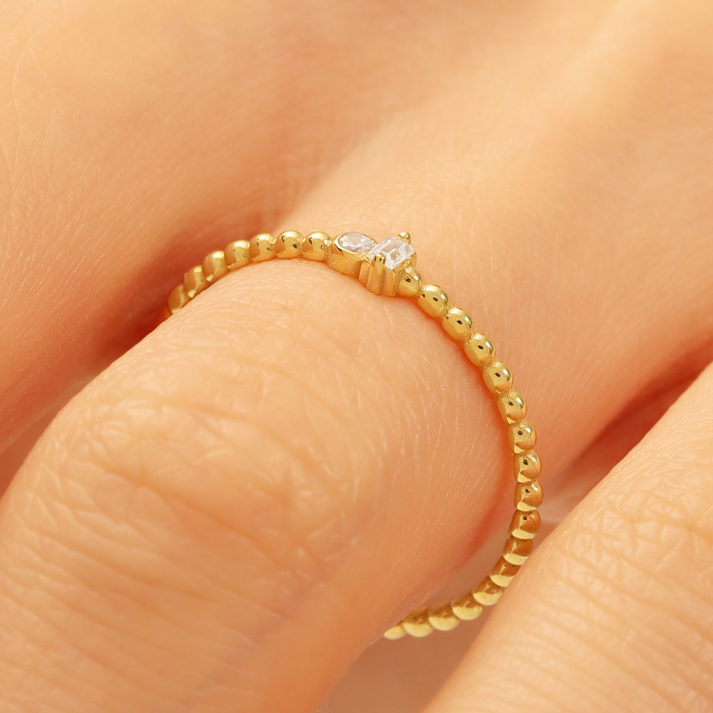 14K Beaded Solid Gold Ring