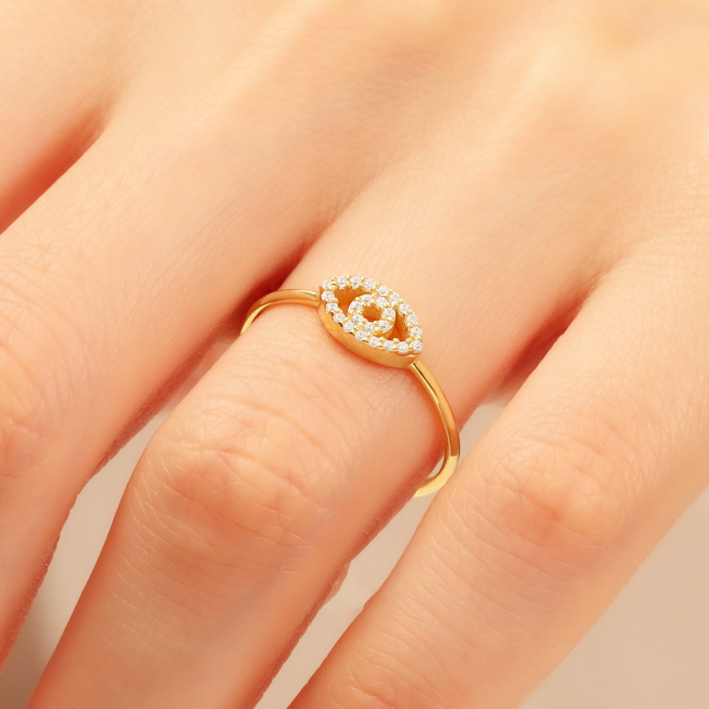 14K Eye Solid Gold Ring