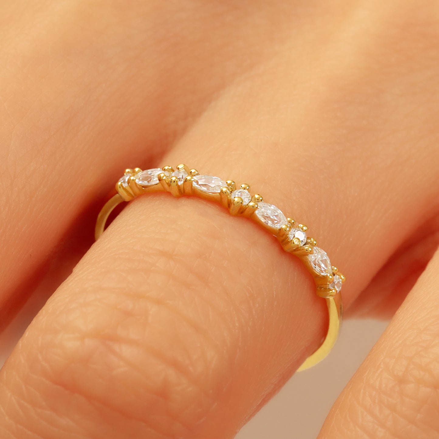14K Gold Marquise Zircon Ring
