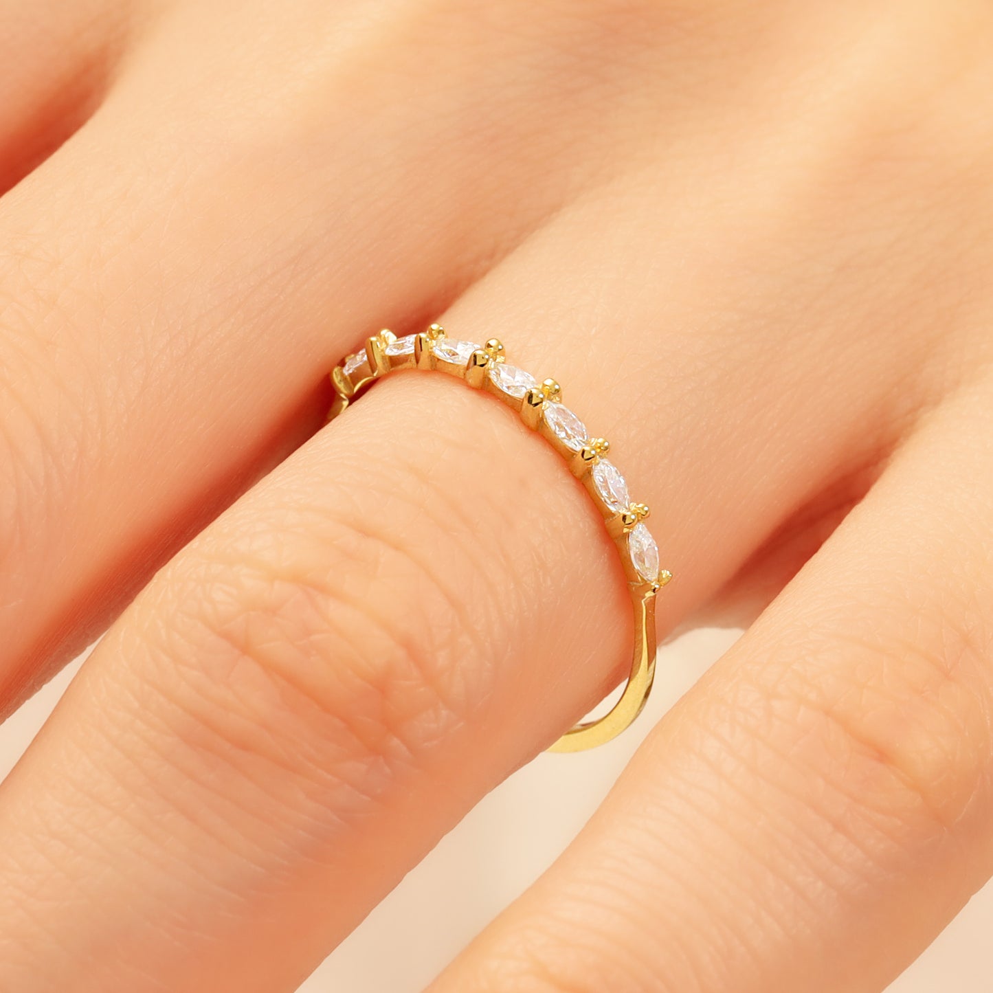 Dainty Marquise Band Ring in 14K