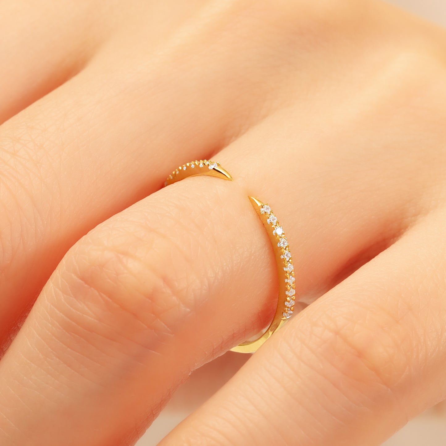 14K Open Ring Zircon Solid Gold