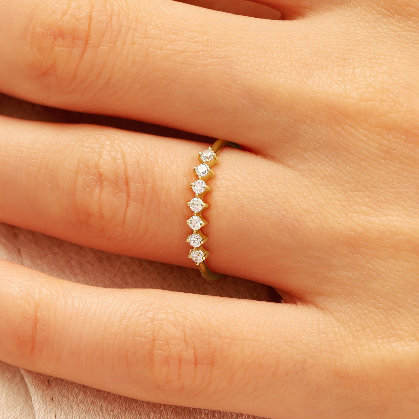 14K Zircon Half Eternity Ring