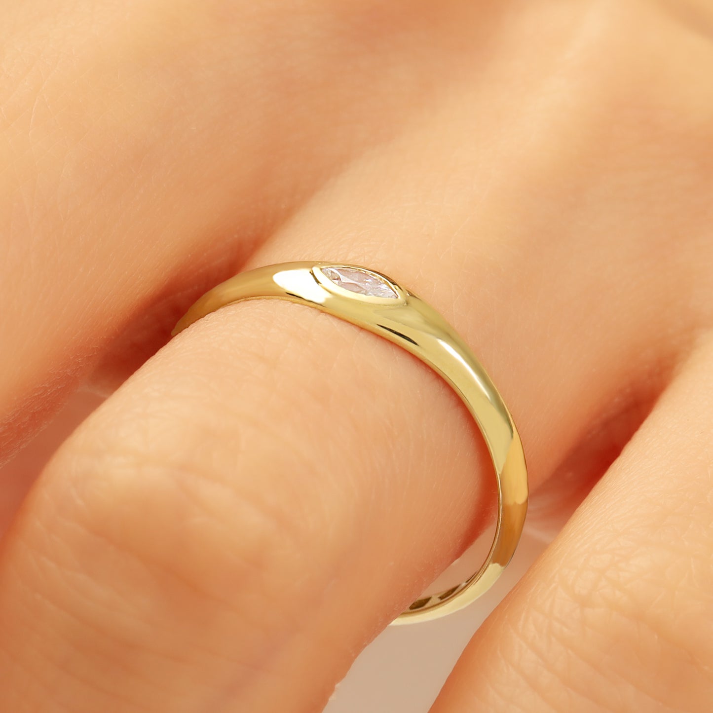 Marquise Zircon Signet Ring
