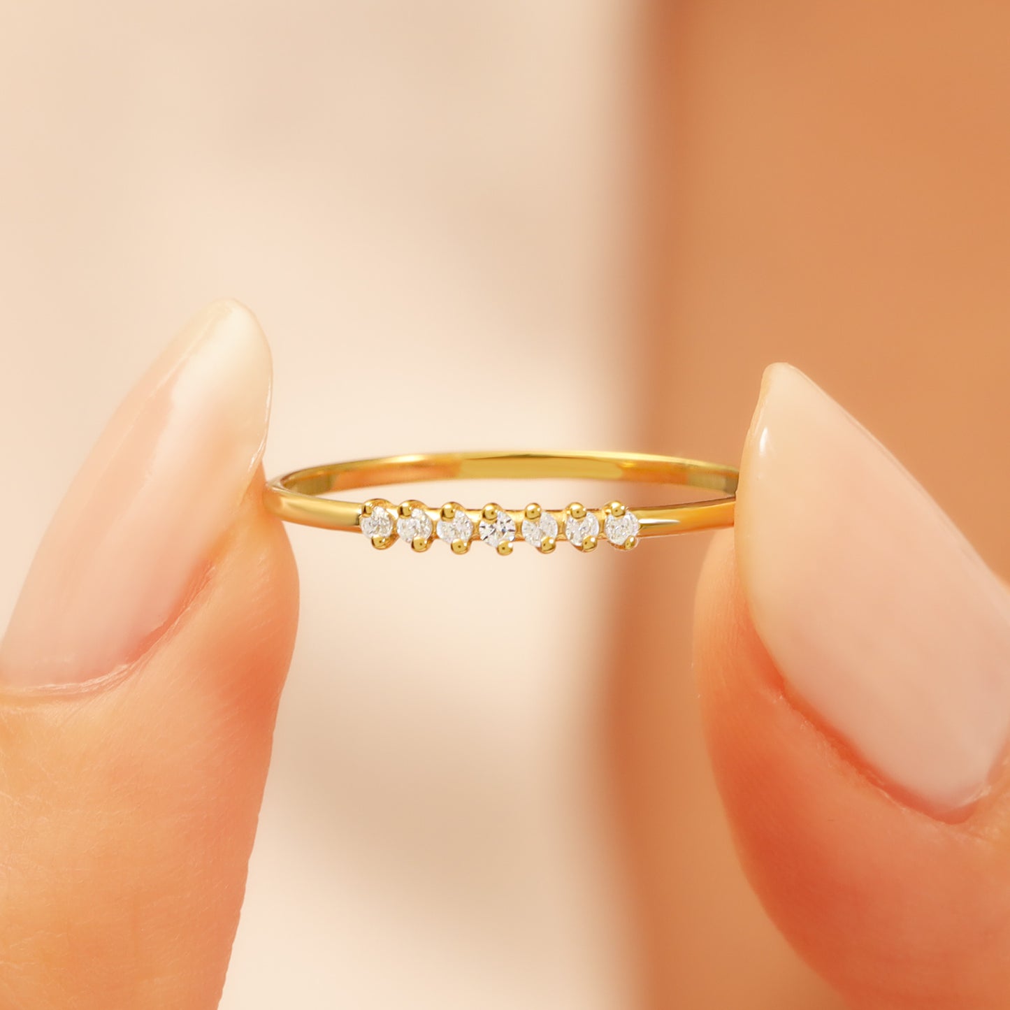 14K Dainty Gold Ring with Zircon