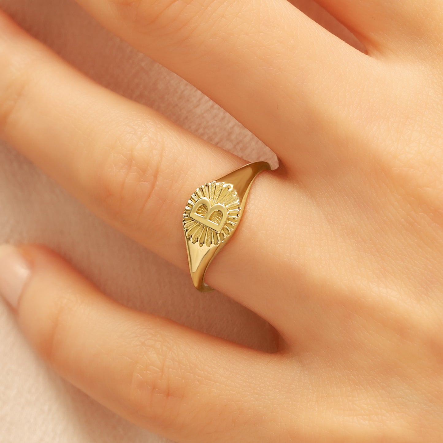 Personalized Gold Signet Ring with Custom Letter