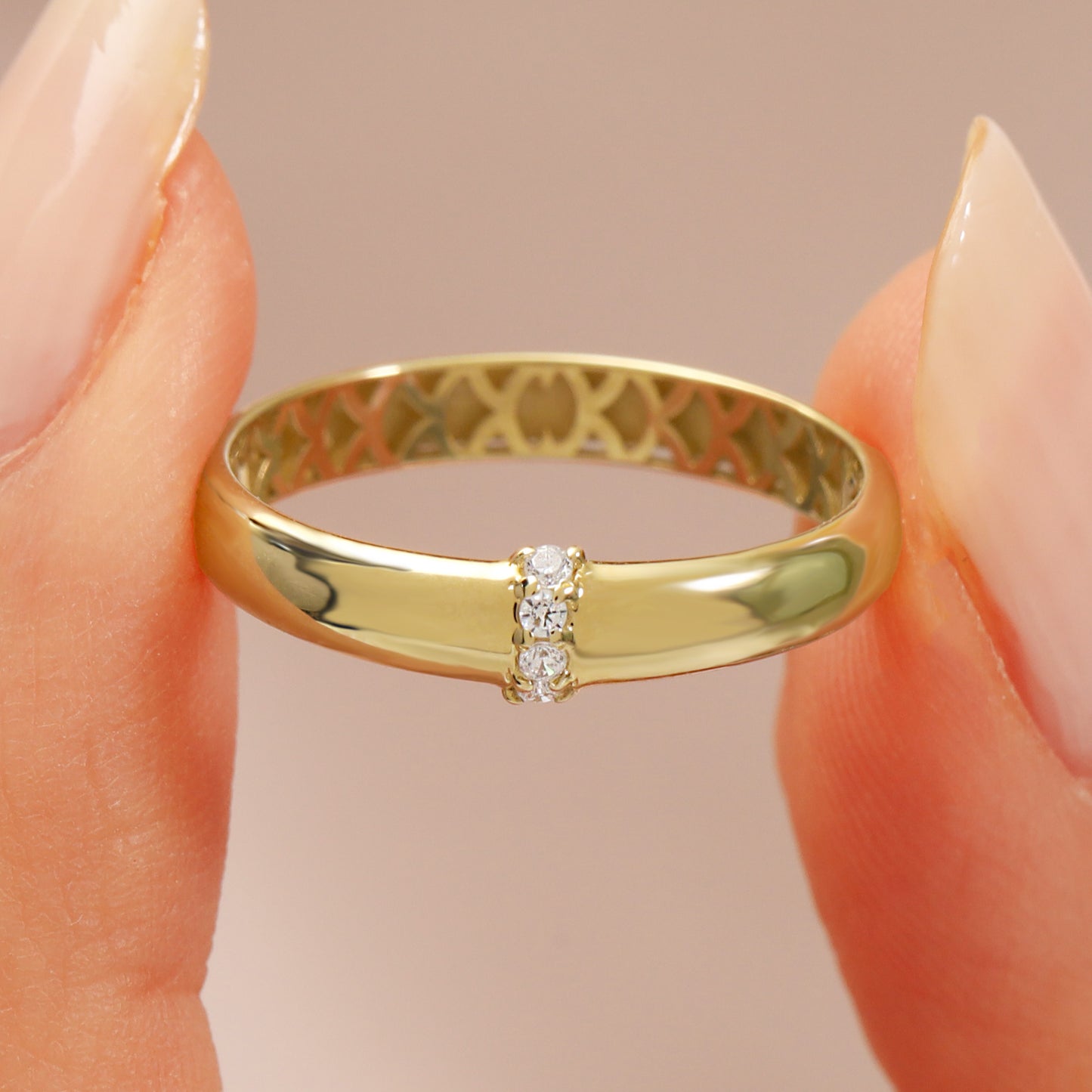 14K Minimalist Gold Stone Band Ring
