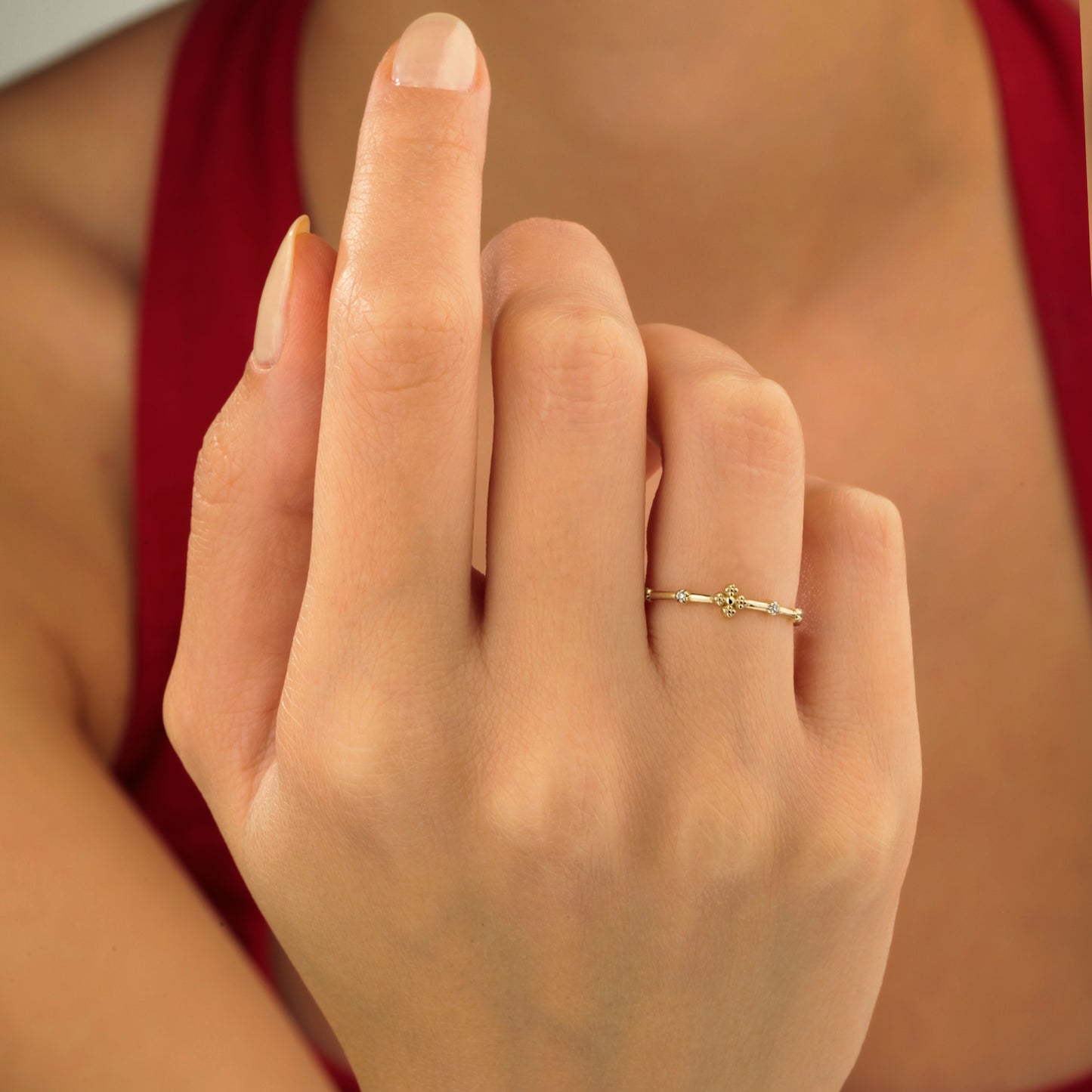 14K Stone Stackable Ring