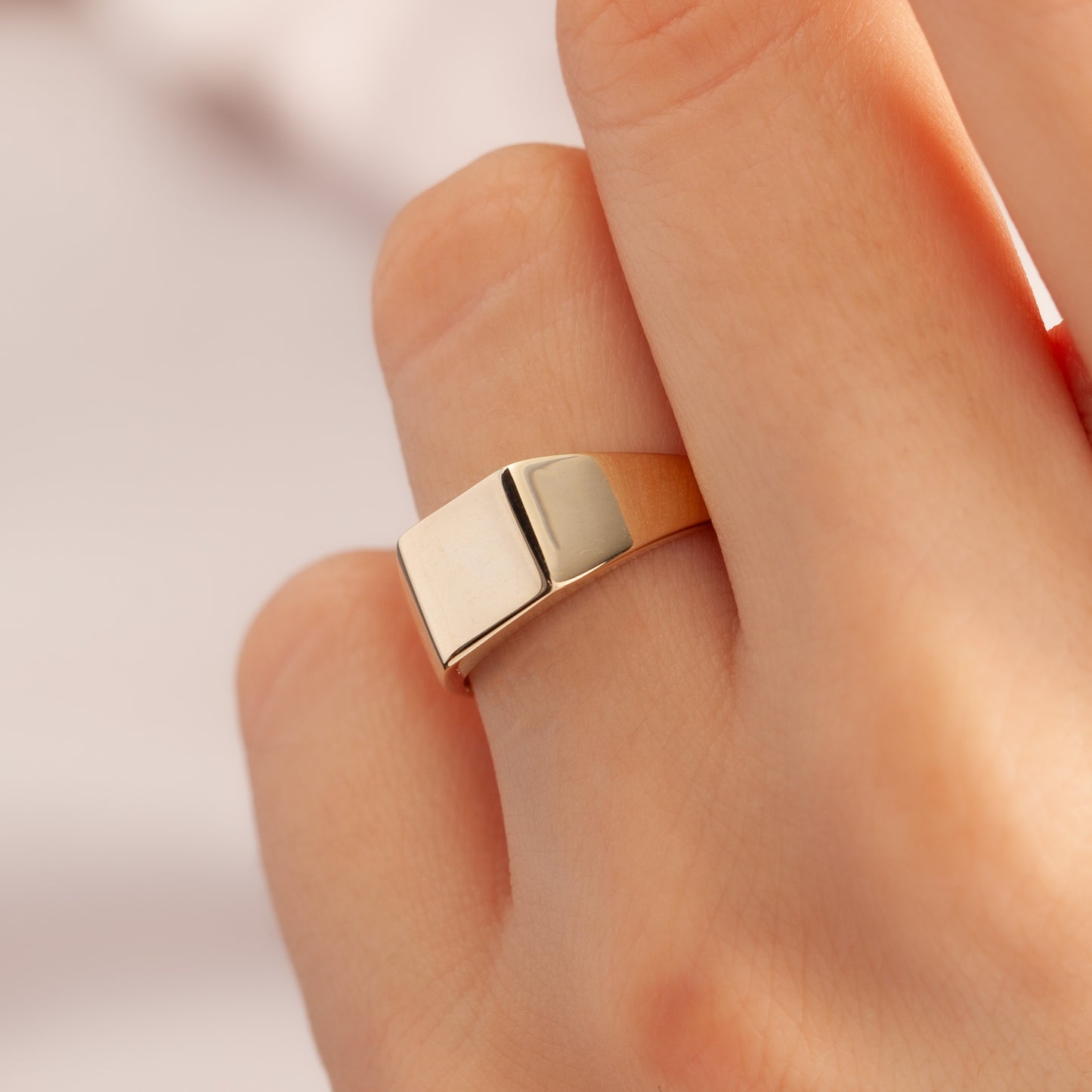 14K Solid Gold 11mm Square Signet Ring