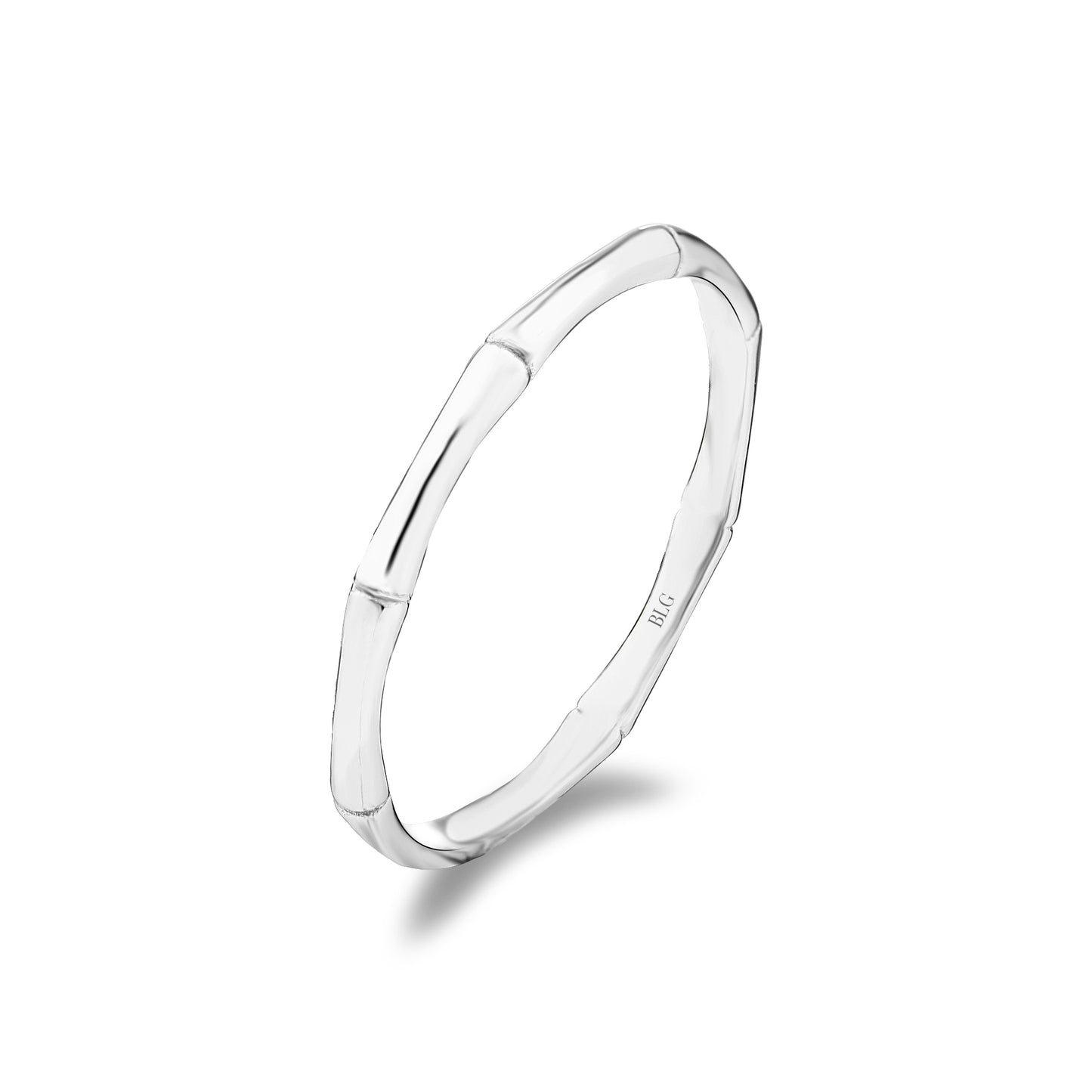 14K Bamboo Textured Gold Band Ring