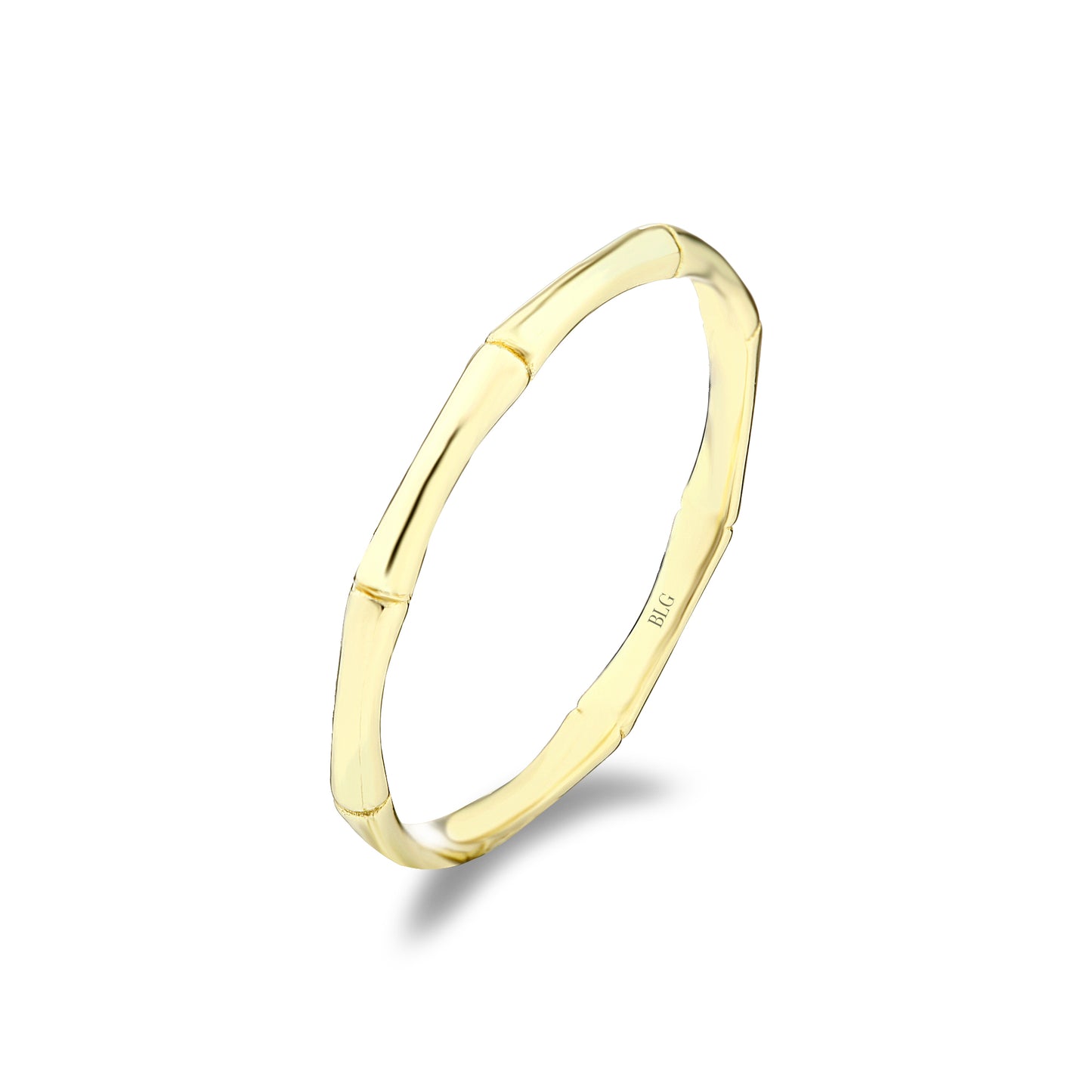 14K Bamboo Textured Gold Band Ring
