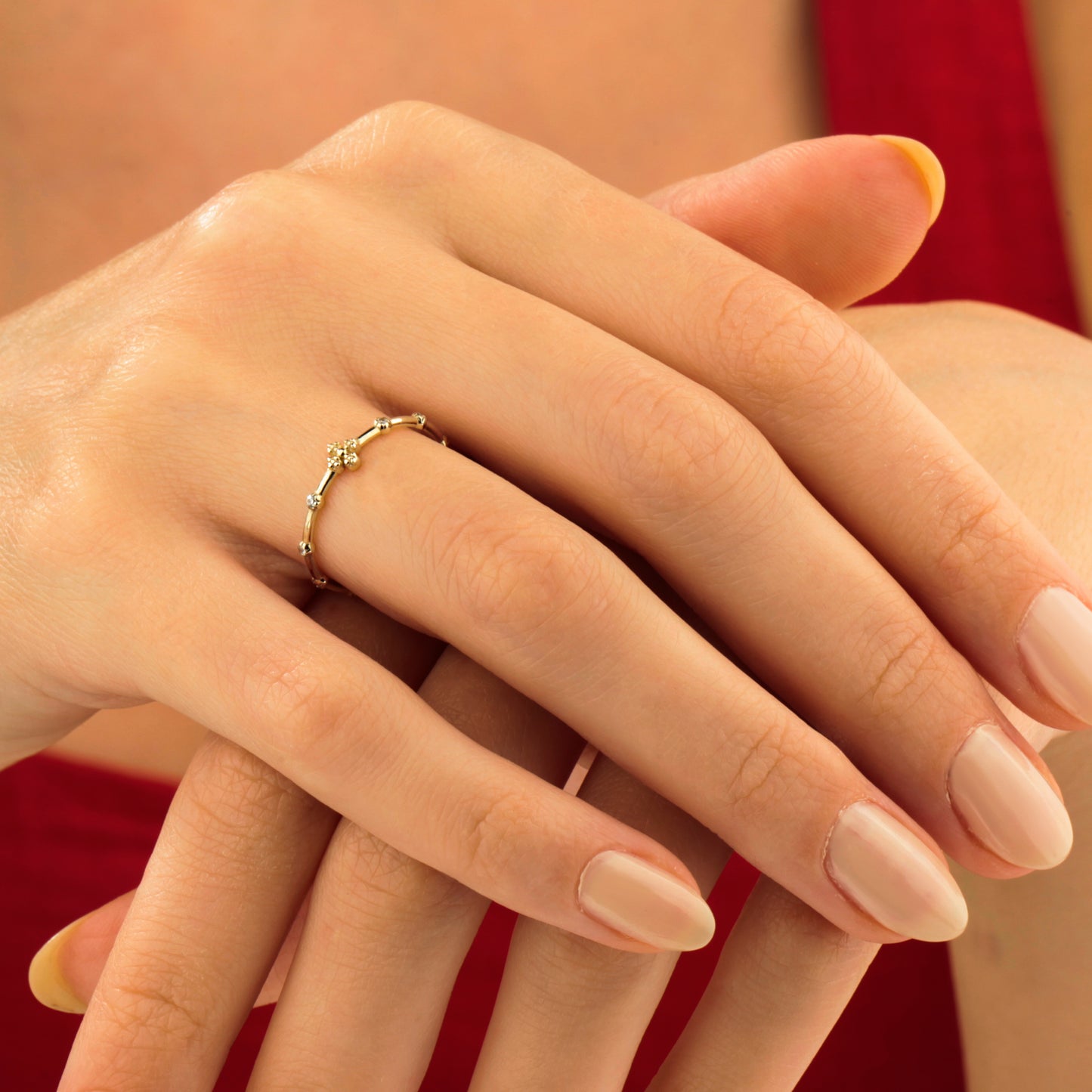 14K Stone Stackable Ring