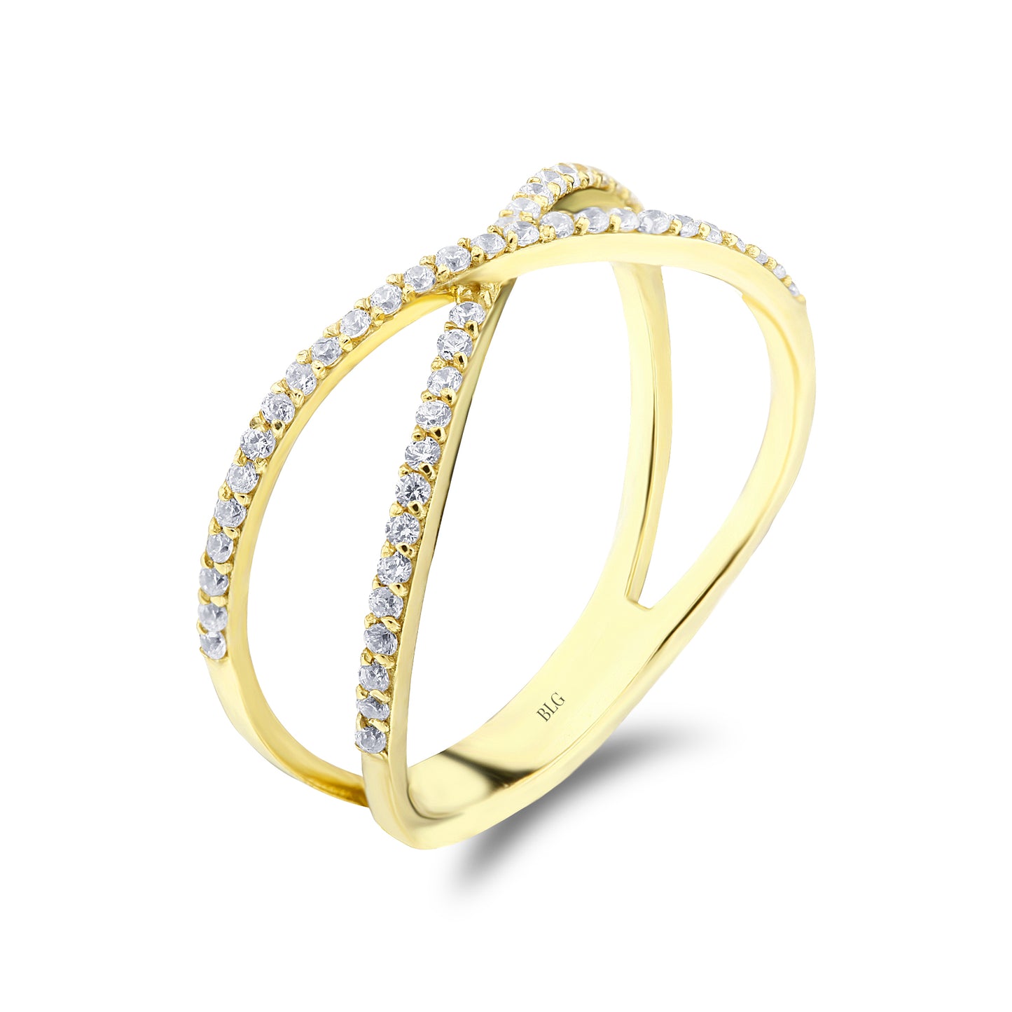 14K Solid Gold Criss Cross Ring