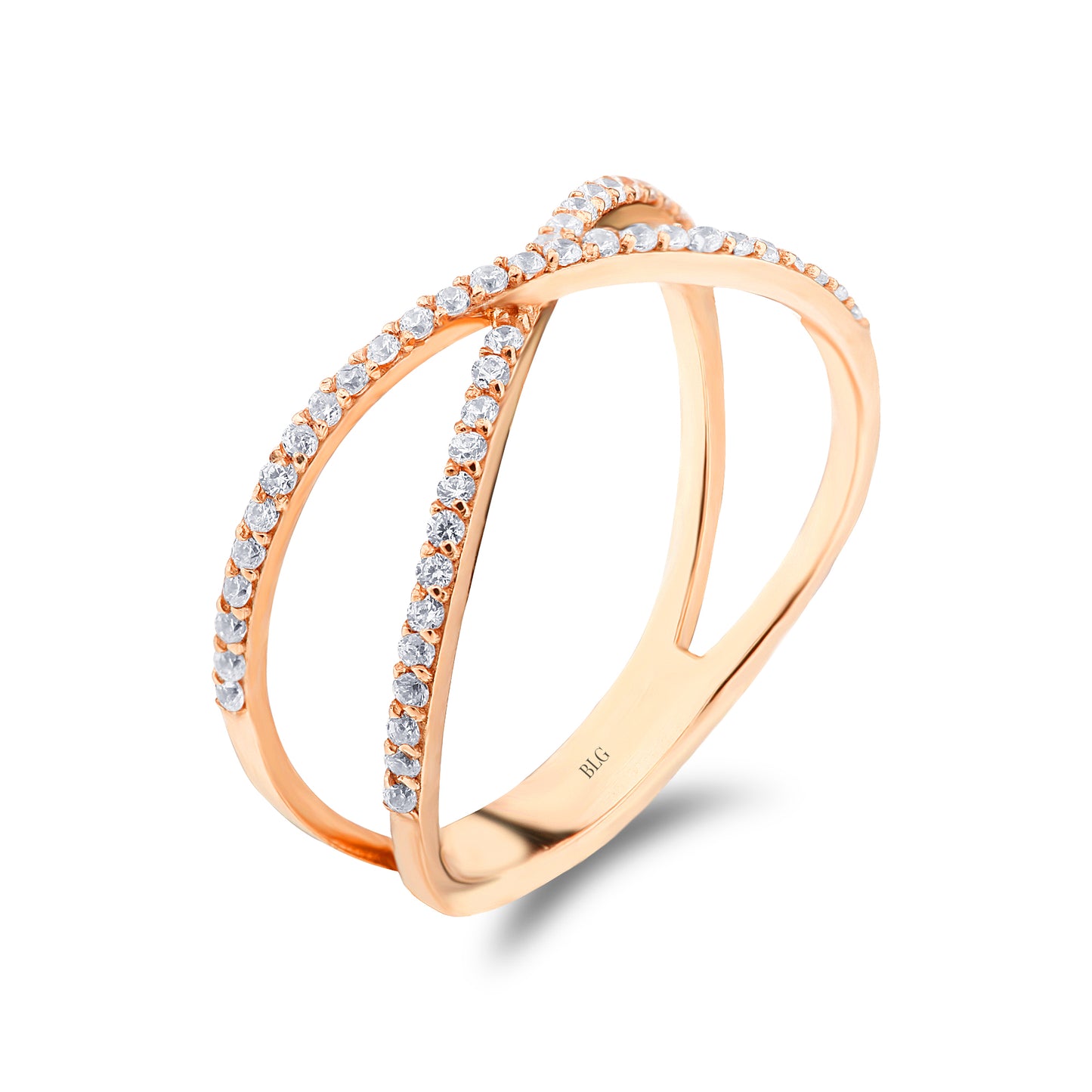 14K Solid Gold Criss Cross Ring