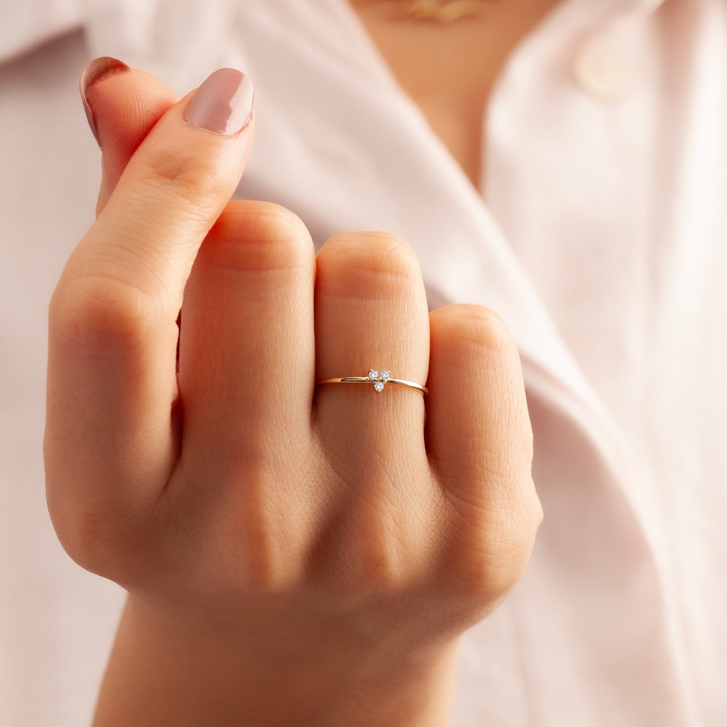 14K Tria Three Stone Ring in Gold