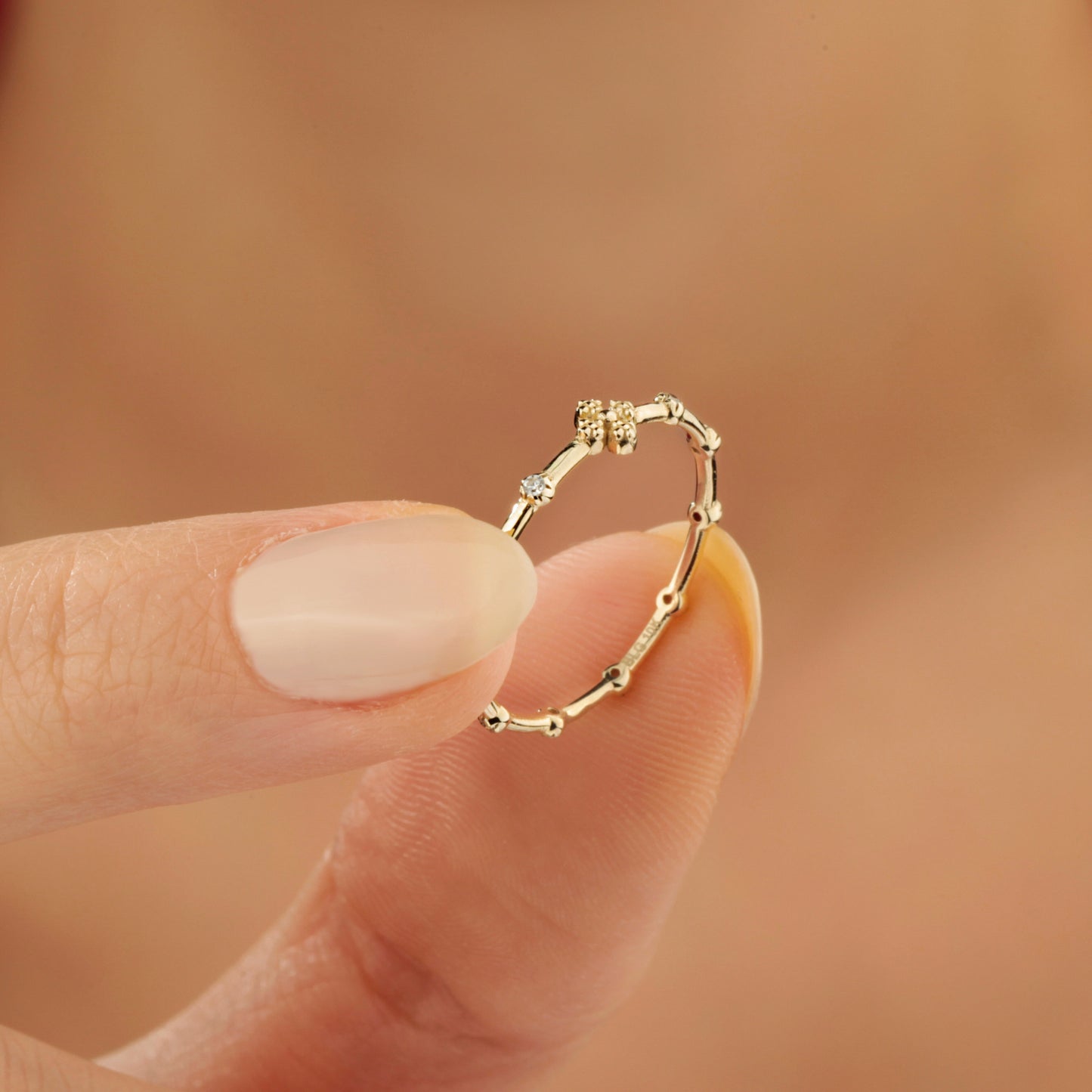 14K Stone Stackable Ring